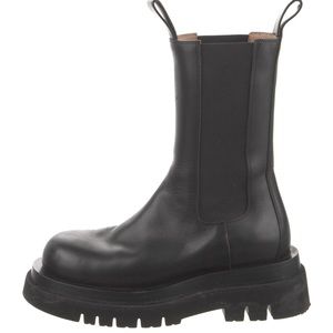 Black Bottega Veneta Leather Mid-Calf Chelsea Boots